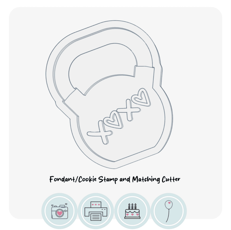 XoXo Kettlebell | Fondant Cookie Stamp Cutter Set